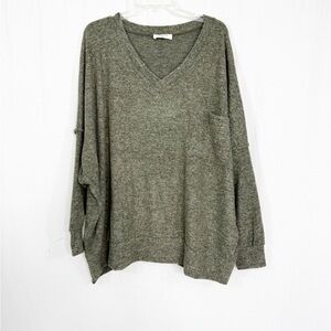NEW Zenana Outfitters V-Neck Brushed Melanged Oversized Soft Sweater, Size 3X